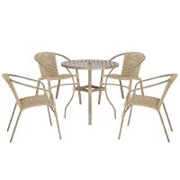 04 Cadeiras Floripa E Mesa Roma 100cm Fendi Trama Original Rami - 1