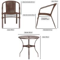 04 Cadeiras Floripa E Mesa Roma 80cm Marrom Trama Original Marrom - 2