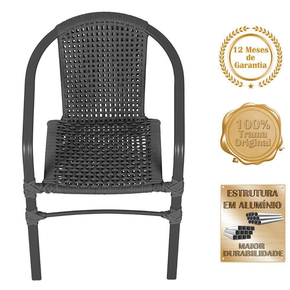 02 Cadeiras Floripa E Mesa Roma 100cm Preta Trama Original Preto - 3