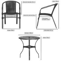 02 Cadeiras Floripa E Mesa Roma 100cm Preta Trama Original Preto - 2