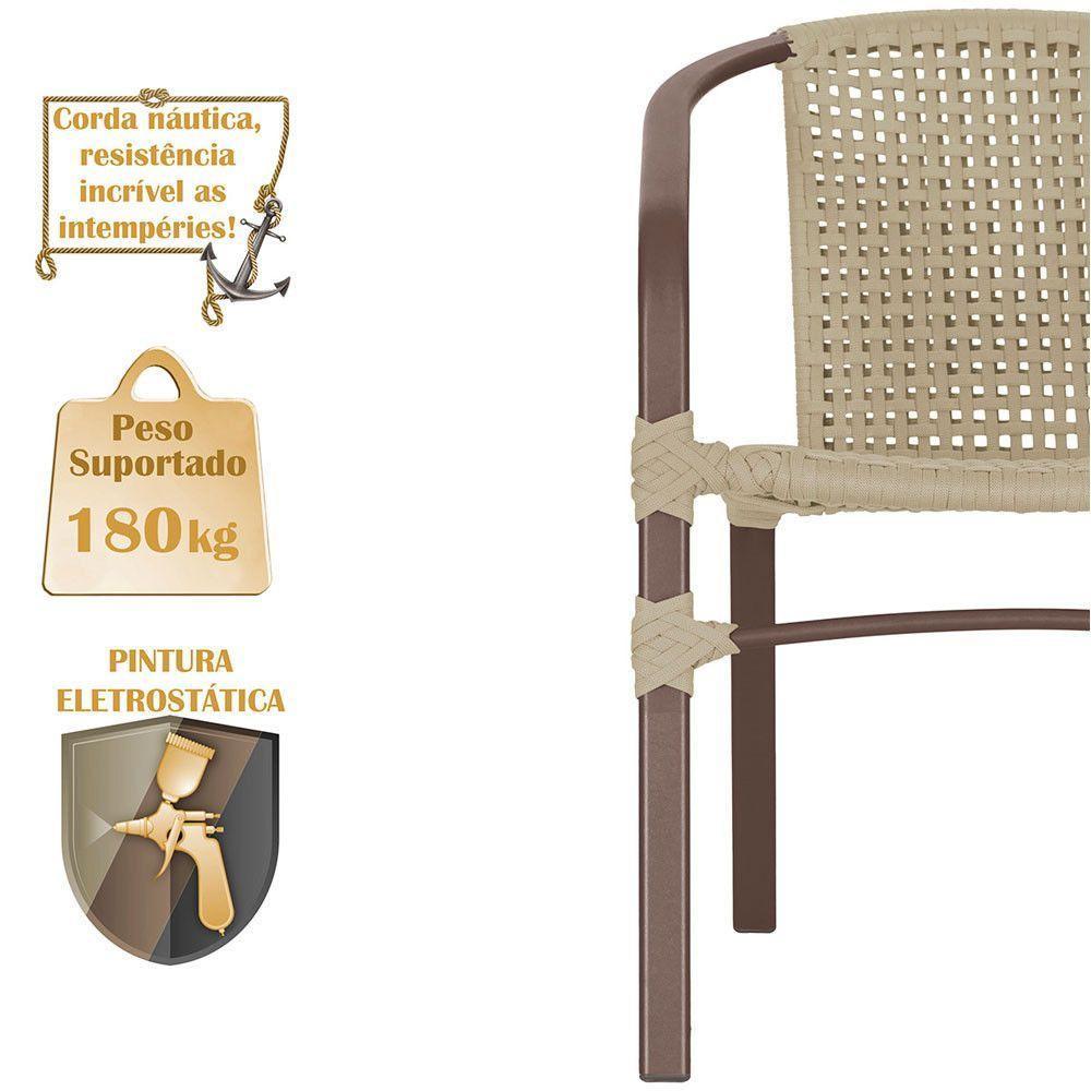 02 Cadeiras Floripa E Mesa Roma 100cm Marrom Trama Original Rami - 4