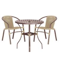 02 Cadeiras Floripa E Mesa Roma 100cm Marrom Trama Original Rami - 1