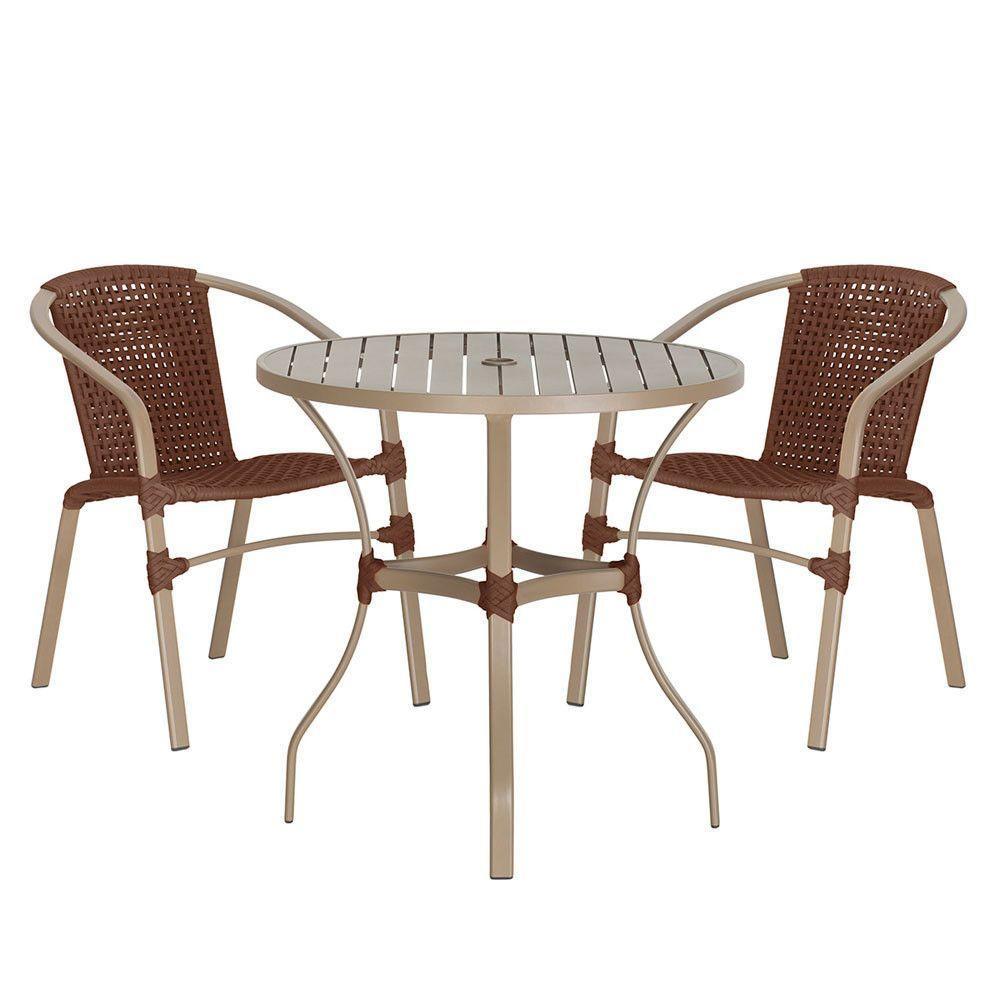 02 Cadeiras Floripa E Mesa Roma 100cm Fendi Trama Original Marrom - 1