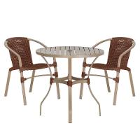 02 Cadeiras Floripa E Mesa Roma 100cm Fendi Trama Original Marrom - 1