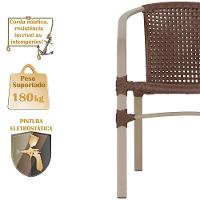 02 Cadeiras Floripa E Mesa Roma 100cm Fendi Trama Original Marrom