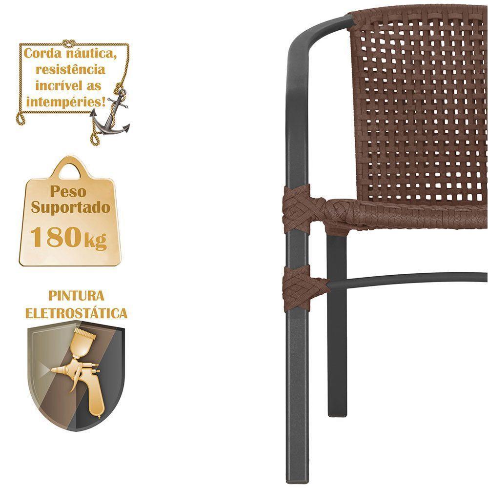 04 Cadeiras Floripa E Mesa Roma 100cm Preta Trama Original Marrom - 3