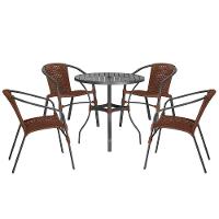 04 Cadeiras Floripa E Mesa Roma 100cm Preta Trama Original Marrom - 1