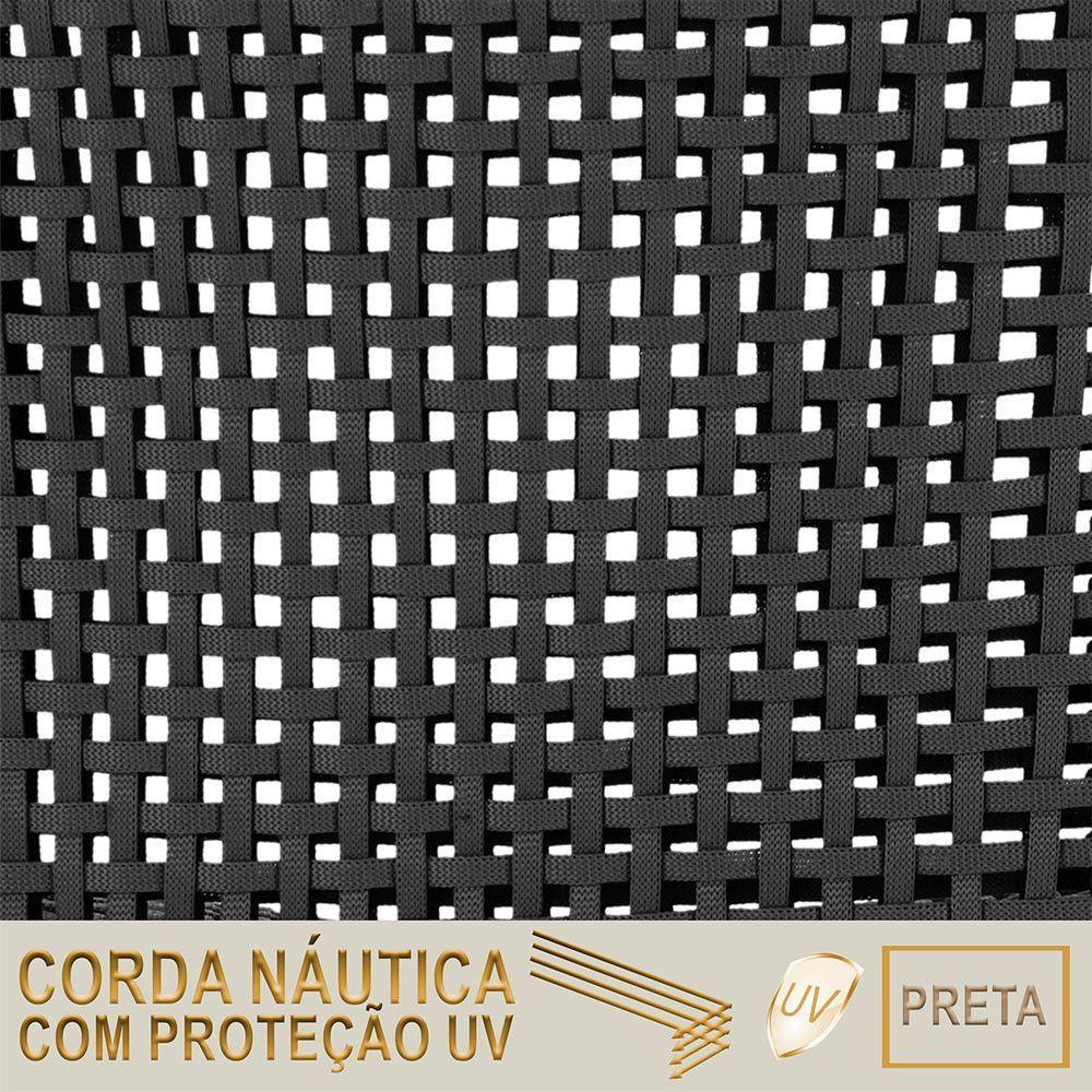 02 Cadeiras Floripa E Mesa Roma 80cm Preta Trama Original Preto - 5