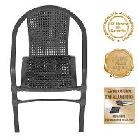 02 Cadeiras Floripa E Mesa Roma 80cm Preta Trama Original Preto - 3