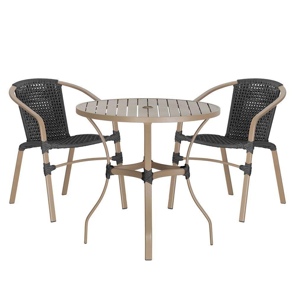 02 Cadeiras Floripa E Mesa Roma 80cm Fendi Trama Original Preto - 1