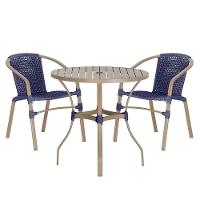 02 Cadeiras Floripa E Mesa Roma 100cm Fendi Trama Original Azul - 1