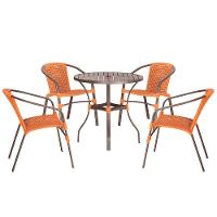 04 Cadeiras Floripa E Mesa Roma 80cm Marrom Trama Original Terra Cota - 1