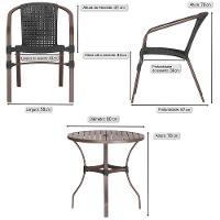 04 Cadeiras Floripa E Mesa Roma 80cm Marrom Trama Original Preto - 2