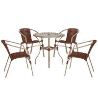 04 Cadeiras Floripa E Mesa Roma 100cm Fendi Trama Original Marrom - 1