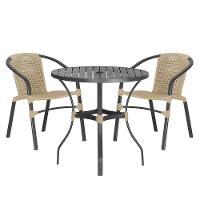 02 Cadeiras Floripa E Mesa Roma 100cm Preta Trama Original Rami - 1