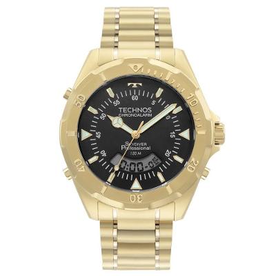 Relógio Masculino Skydiver WT2050AWN-1P Cronógrafo Pulseira Aço Inox Dourado Technos