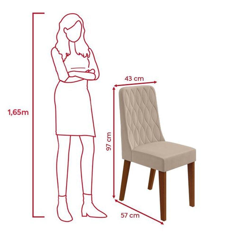 Conjunto Sala De Jantar Mesa Easy Pop 120x80cm Tampo Vidro/mdf Com 4 Cadeiras Seat Veludo Naturale Creme Frassino/off - 4