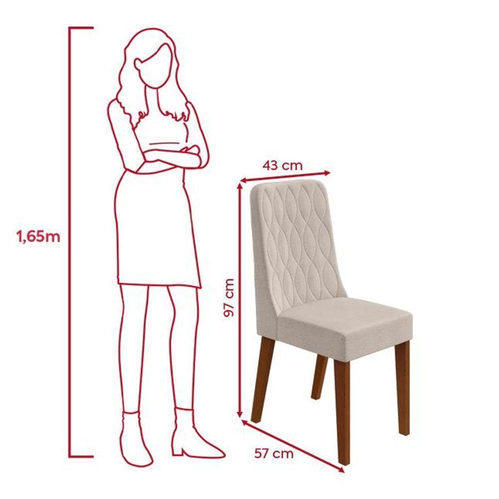 Conjunto Sala De Jantar Mesa Easy Pop 120x80cm Tampo Vidro/mdf Com 4 Cadeiras Seat Boucle Bege Frassino/off White - 4