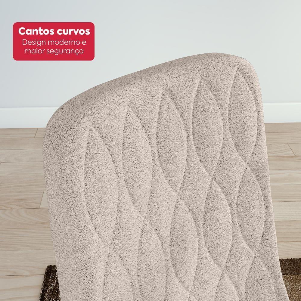 Conjunto Sala De Jantar Mesa Easy Pop 120x80cm Tampo Vidro/mdf Com 4 Cadeiras Seat Boucle Bege Frassino/off White - 7