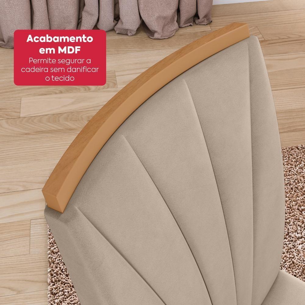 Conjunto Sala De Jantar Mesa Easy Pop 120x80cm Tampo Mdf 40mm Com 4 Cadeiras Confort Veludo Naturale Creme Amêndoa/off - 7