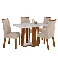 Conjunto Sala De Jantar Mesa Easy Pop 120x80cm Tampo Mdf 40mm Com 4 Cadeiras Confort Veludo Naturale Creme Frassino/off - 6