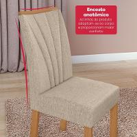 Conjunto Sala De Jantar Mesa Easy Pop 120x80cm Tampo Mdf 40mm Com 4 Cadeiras Confort Linho Rinzai Bege Amêndoa/off - 8