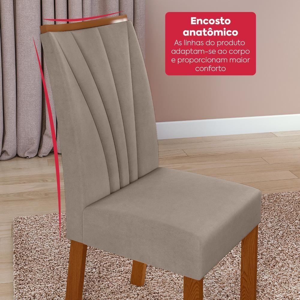 Conjunto Sala De Jantar Mesa Easy Pop 120x80cm Tampo Mdf 40mm Com 4 Cadeiras Confort Suede Animale Bege Frassino/off - 8