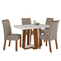 Conjunto Sala De Jantar Mesa Easy Pop 120x80cm Tampo Mdf 40mm Com 4 Cadeiras Confort Suede Animale Bege Frassino/off - 2