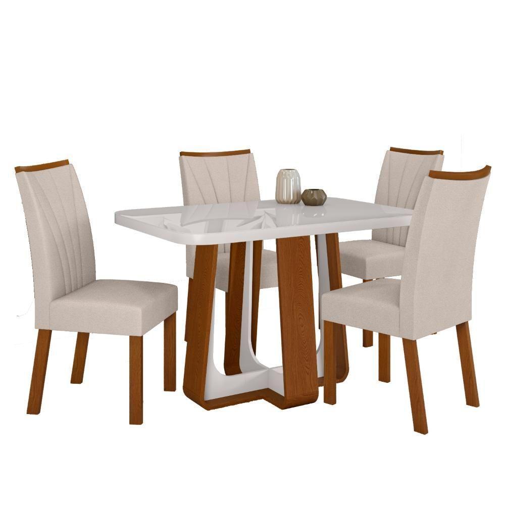 Conjunto Sala De Jantar Mesa Easy Pop 120x80cm Tampo Mdf 40mm Com 4 Cadeiras Confort Boucle Bege Frassino/off White - 10