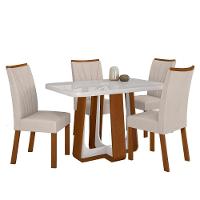 Conjunto Sala De Jantar Mesa Easy Pop 120x80cm Tampo Mdf 40mm Com 4 Cadeiras Confort Boucle Bege Frassino/off White - 10