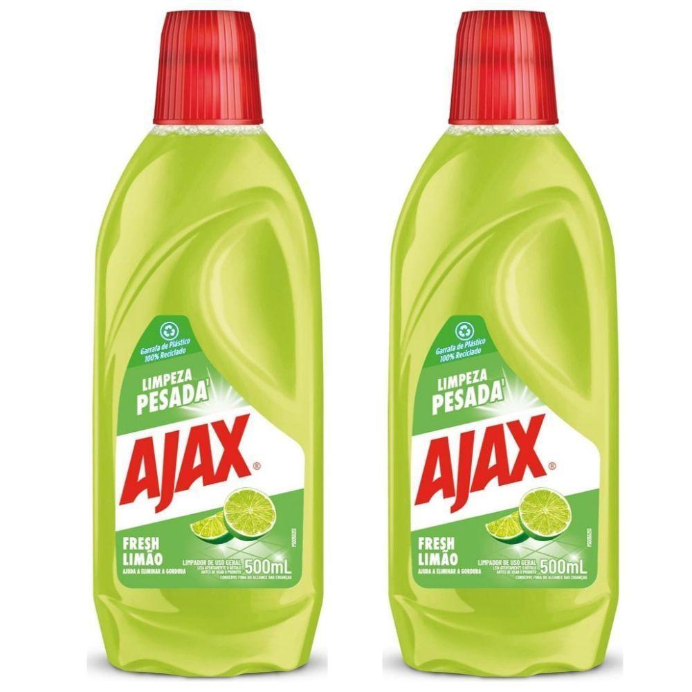 Kit 2 Limpador Ajax Fresh Limão Limpeza Pesada 500ml - 1