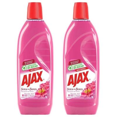Kit 2 Limpador Diluível Ajax Festa Das Flores Bouquet De Flores 1 Litro