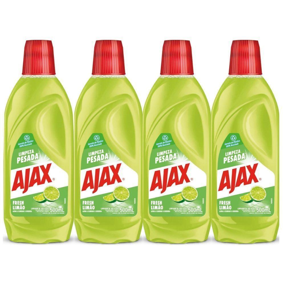 Kit 4 Limpador Ajax Fresh Limão Limpeza Pesada 500ml - 1