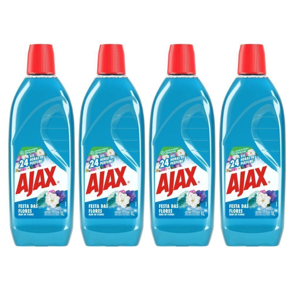 Kit 4 Limpador Diluível Ajax Festa Das Flores Mar De Flores 1 Litro - 1