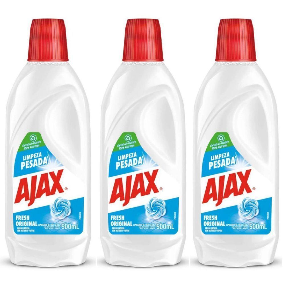 Kit 3 Limpador Diluível Ajax Fresh Limpeza Pesada 500ml - 1