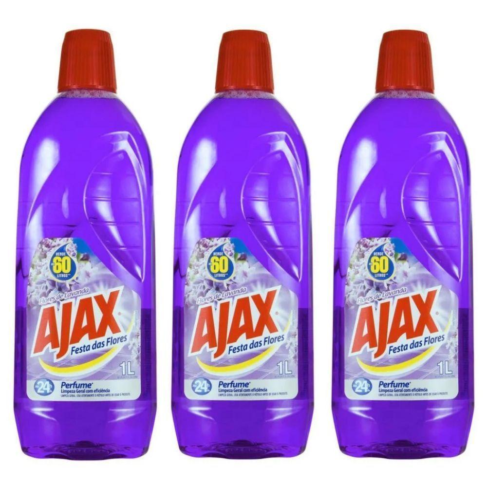 Kit 3 Limpador Diluível Ajax Festa Das Flores Lavanda 1 Litro - 1