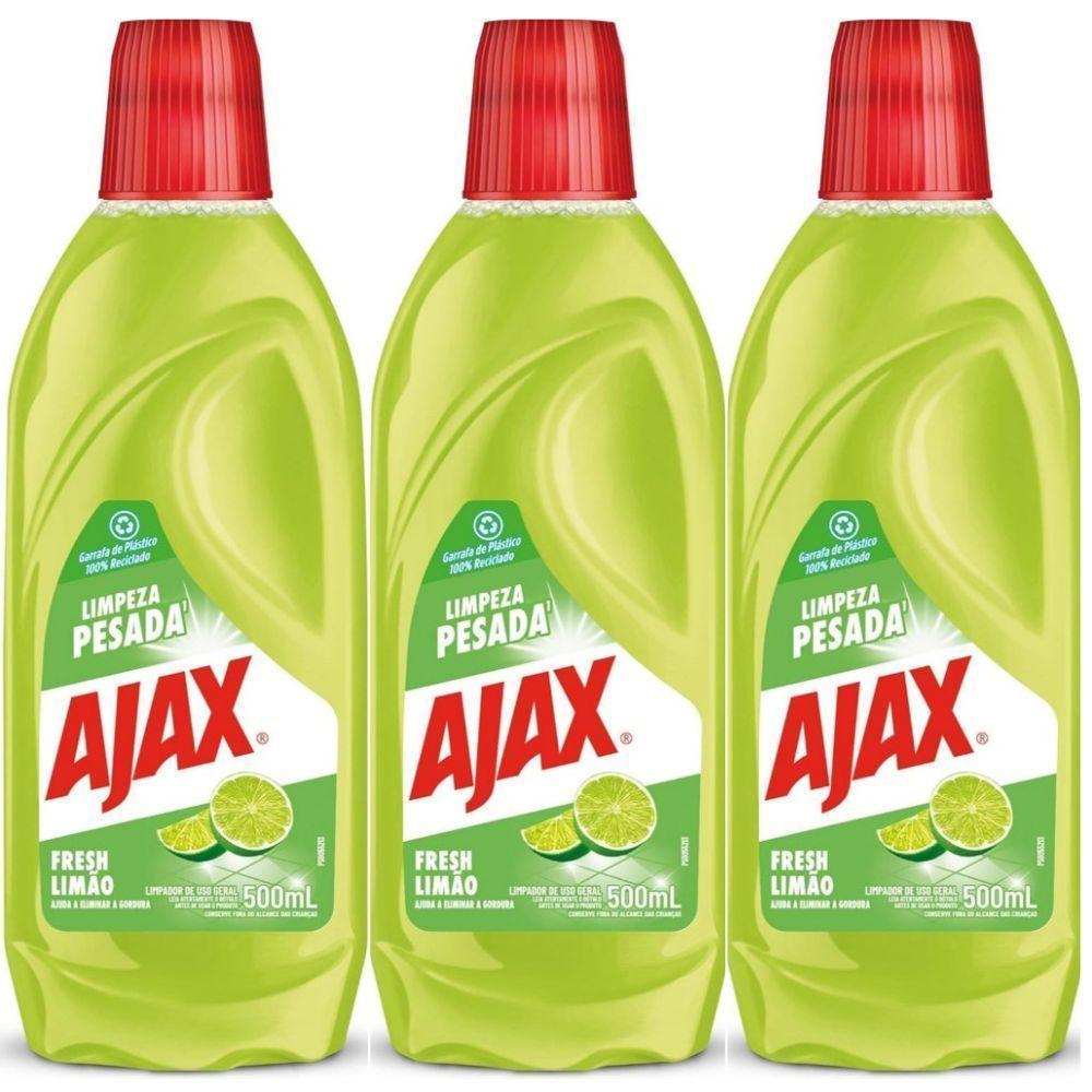 Kit 3 Limpador Diluível Ajax Fresh Limão Limpeza Pesada 500ml - 1