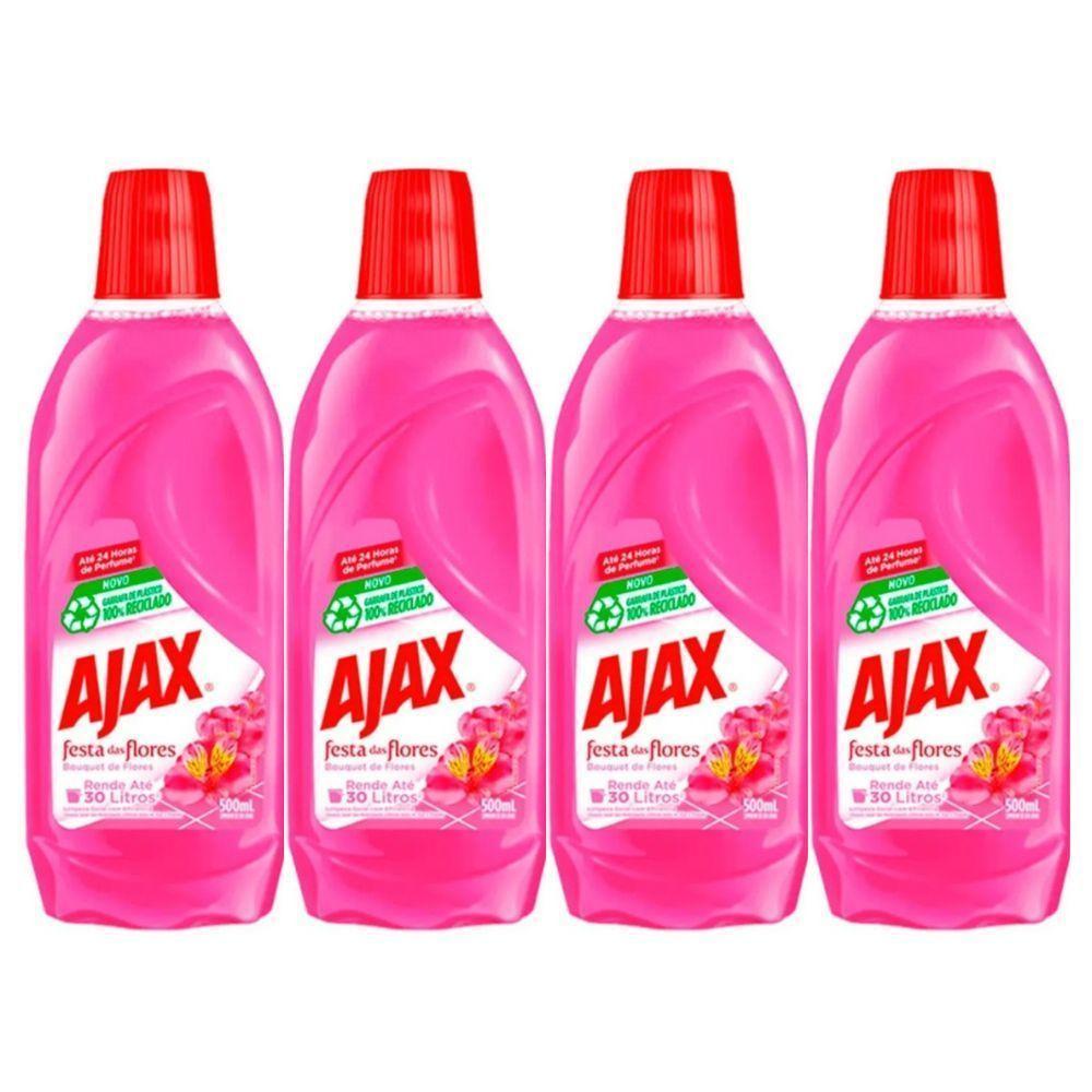 Kit 4 Limpador Ajax Festa Das Flores Bouquet De Flores 500ml - 1