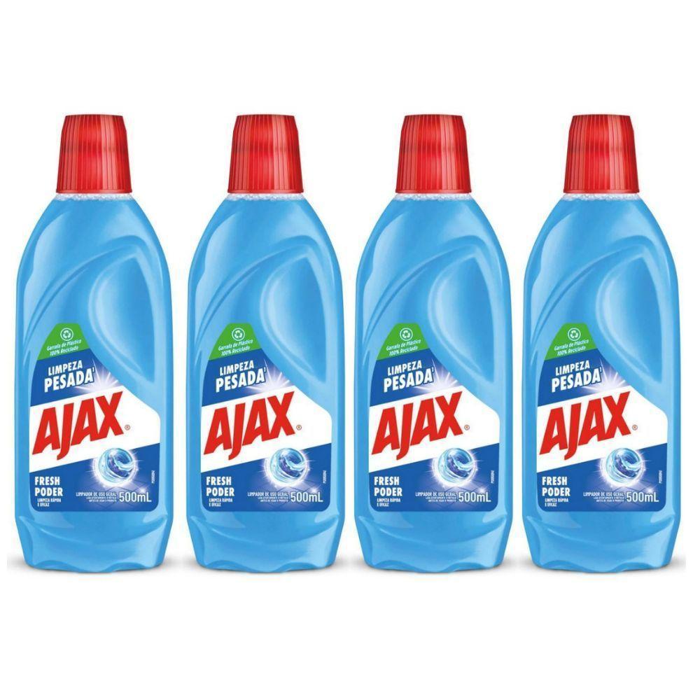 Kit 4 Limpador Diluível Ajax Fresh Blue Limpeza Pesada 500ml - 1