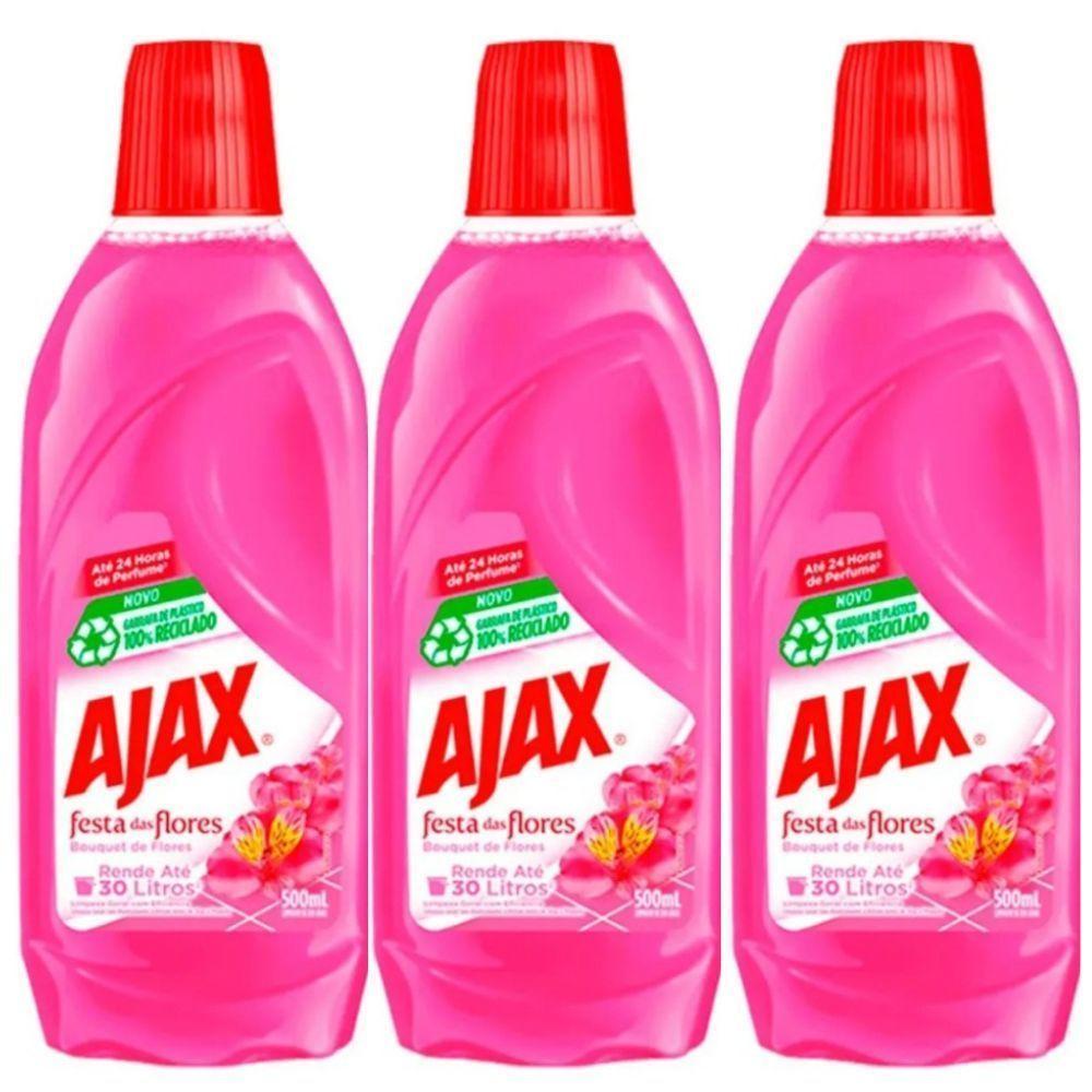 Kit 3 Limpador Ajax Festa Das Flores Bouquet De Flores 500ml - 1