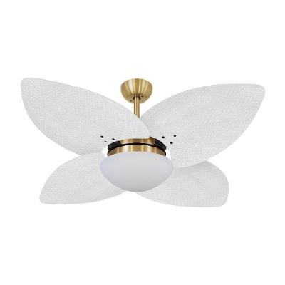 Ventilador de Teto Casa H Dormamu Dourado Palmae Branco 120cm 4 Pás com Luminária 220V