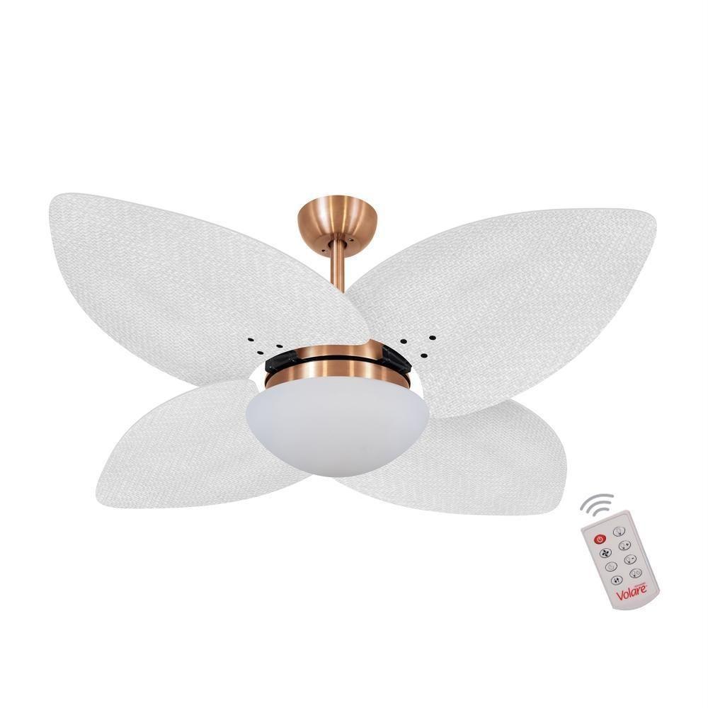 Ventilador De Teto Dormamu Cobre 4 Pás Palmae Branco 127v Com Controle - 1
