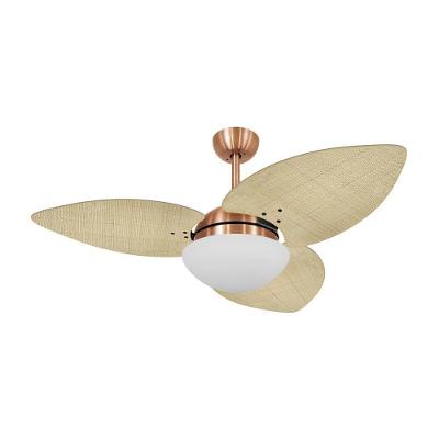 Ventilador de Teto Casa H 120cm 3 Pás Cobre Dormamu Palmae Natural 110V
