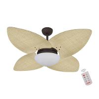 Ventilador De Teto Dormamu Marrom Texturizado 4 Pás Palmae Natural 220v Com Controle - 1