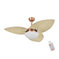 Ventilador De Teto Dormamu Cobre 3 Pás Palmae Natural 127v Com Controle - 1