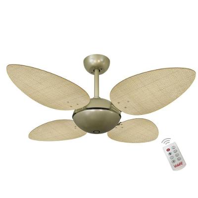 Ventilador de Teto Casa H Volare Off P Palmae Natural Dourado com Controle Remoto 110V