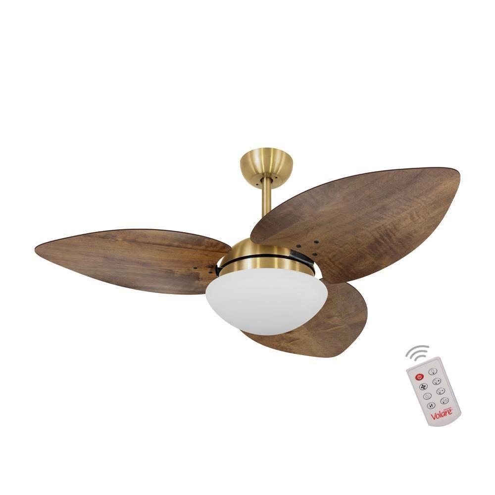Ventilador De Teto Dormamu Dourado 3 Pás Rádica Imbuia 220v Com Controle - 1