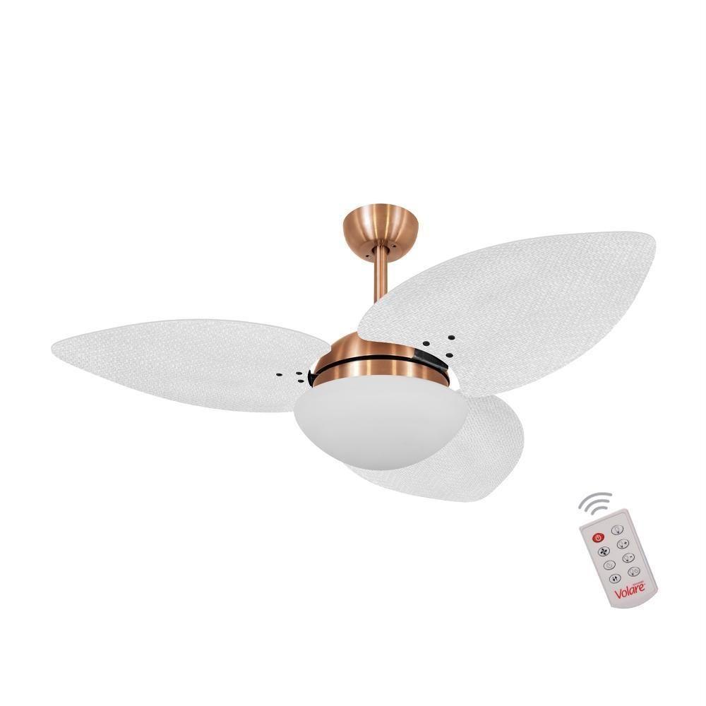 Ventilador De Teto Dormamu Cobre 3 Pás Palmae Branco 127v Com Controle - 1