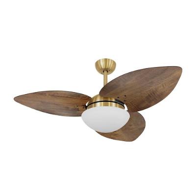 Ventilador de Teto Casa H 120cm 3 Pás 3 Velocidades Dourado Dormamu Rádica Imbuia 220V