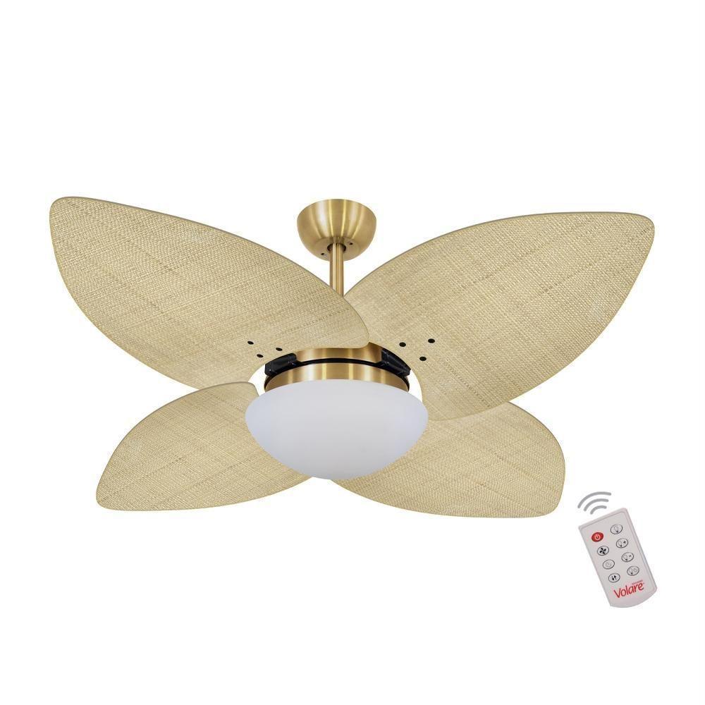 Ventilador De Teto Dormamu Dourado 4 Pás Palmae Natural 127v Com Controle - 1